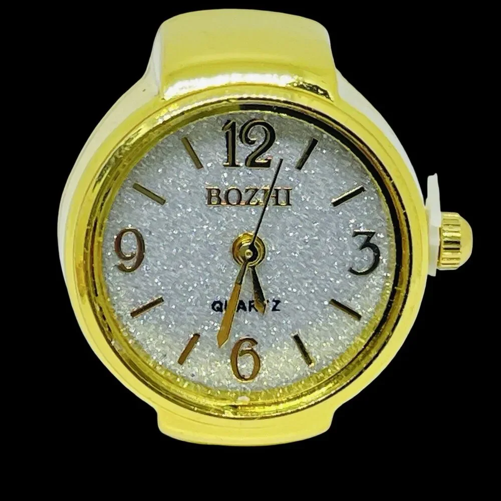 BOZHI Ring Watch Gold Design With Crystals New